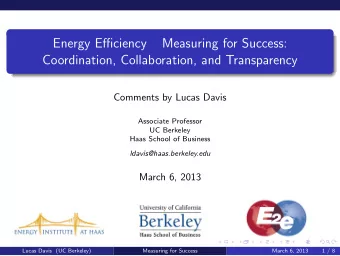 Energy Efficiency   Measuring for Success: Coordination, Collaboration, and Transparency