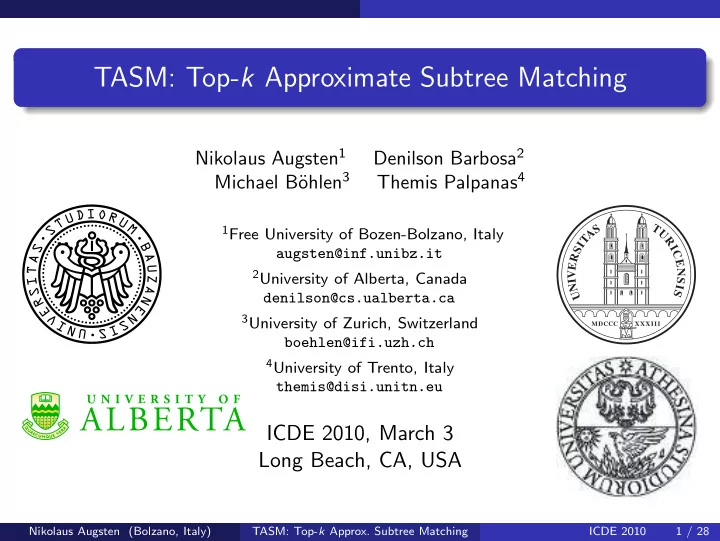 tasm top k approximate subtree matching