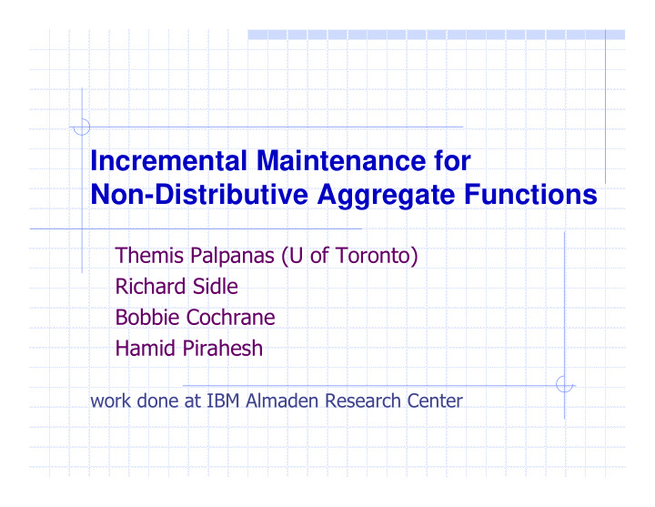 incremental maintenance for non distributive aggregate