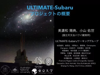 ULTIMATE-Subaru  \  ULTIMATE-SUBARU PROJECT OVERVIEW  SUBARU STRATEGIC PLAN TOWARD 2020 AND BEYOND