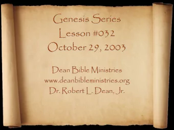 Genesis Series  Lesson #032  October 29, 2003  Dean Bible Ministries  www.deanbibleministries.org