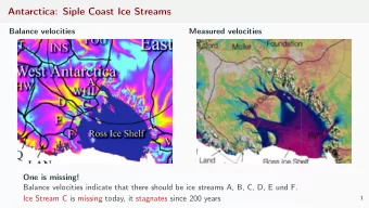 Antarctica: Siple Coast Ice Streams  Balance velocities  Measured velocities  One is missing!