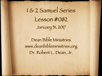 1 &amp; 2 Samuel Series Lesson #082 January 31, 2017 Dean Bible Ministries