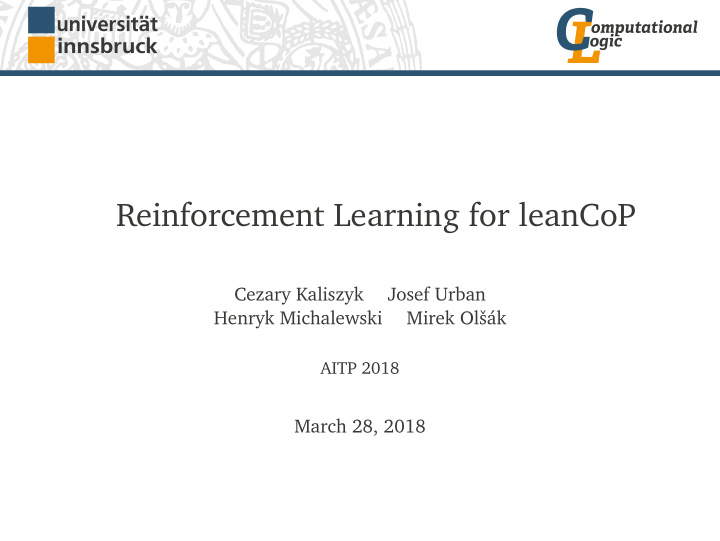 reinforcement learning for leancop