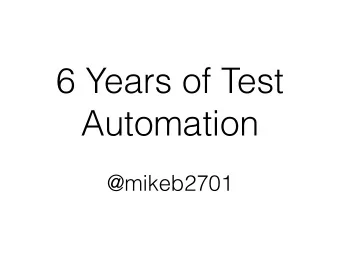 6 Years of Test  Automation    @mikeb2701  Assumptions  Testing is important  Automating