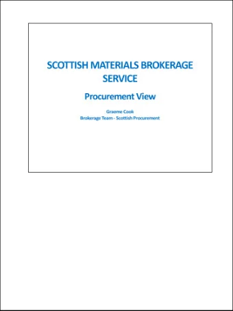 2  3  4  5  Builds on existing solutions  The Brokerage is complimentary as long as existing waste