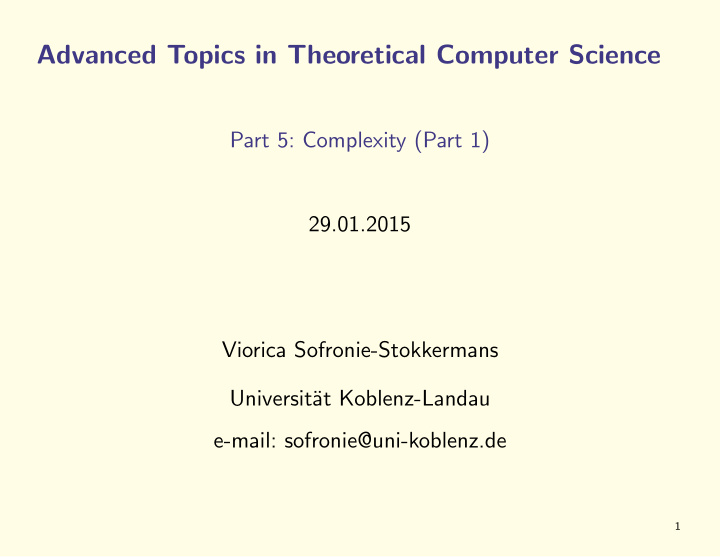 advanced topics in theoretical computer science