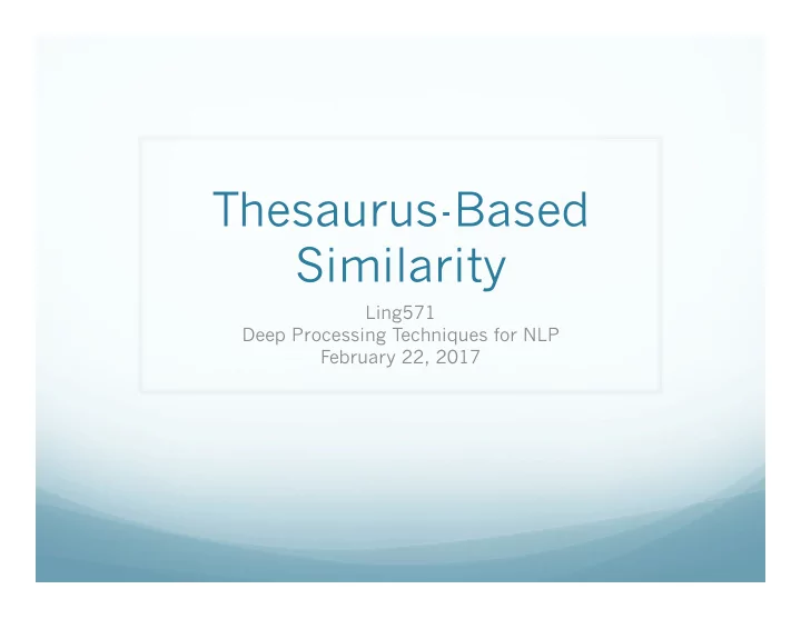 thesaurus based similarity