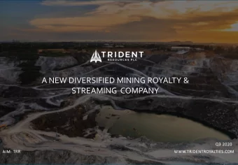 STREAMING  COMPANY  Q3 2020  AIM: TRR  WWW.TRIDENTROYALTIES.COM  DISCLAIMER The information