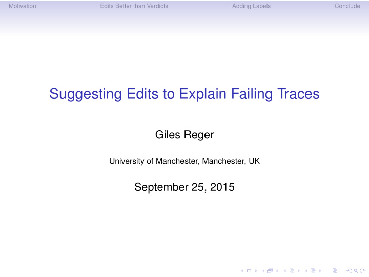 suggesting edits to explain failing traces