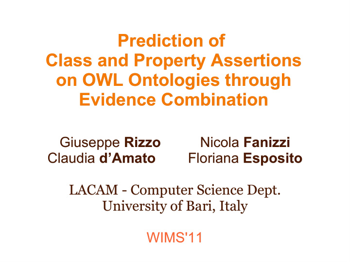 prediction of prediction of class and property assertions