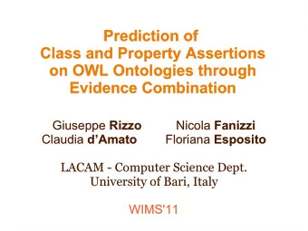 Prediction of  Prediction of  Class and Property Assertions  Class and Property Assertions  on OWL