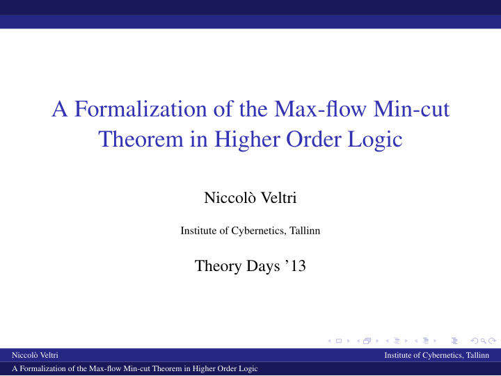 a formalization of the max flow min cut theorem in higher