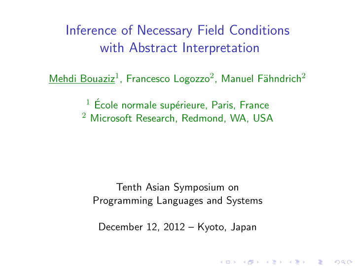 inference of necessary field conditions with abstract