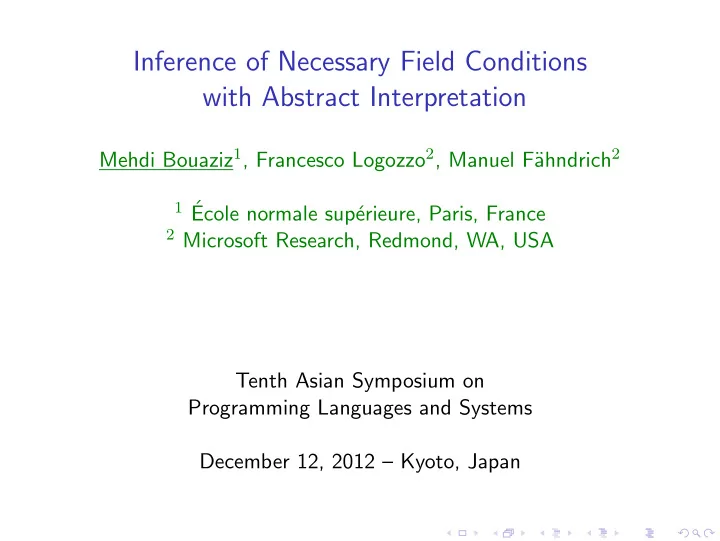 inference of necessary field conditions with abstract