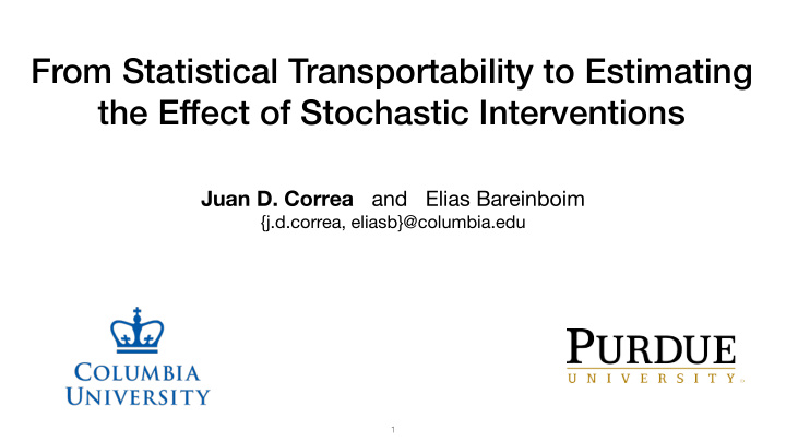 from statistical transportability to estimating the