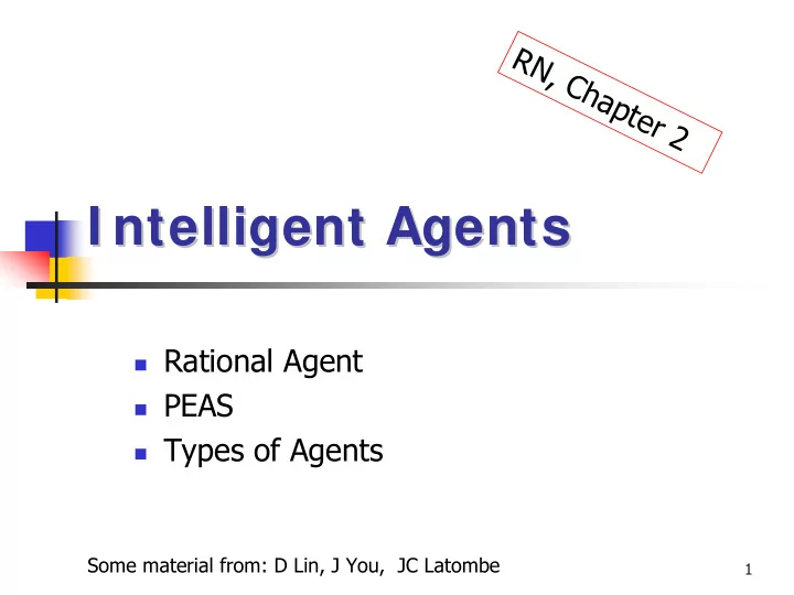 i ntelligent agents i ntelligent agents