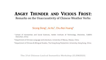 Angry Thunder and Vicious Frost:  Remarks on the Unaccusativity of Chinese Weather Verbs Sicong