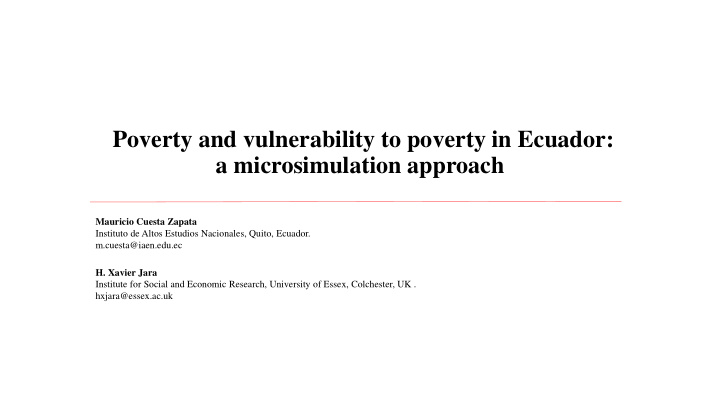 poverty and vulnerability to poverty in ecuador a