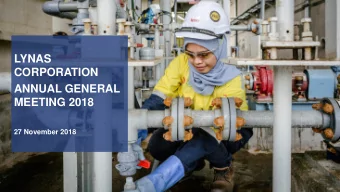 ANNUAL GENERAL  MEETING 2018  27 November 2018  1  Disclaimer  This Presentation has been prepared