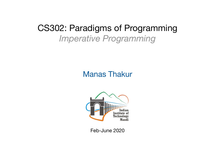 cs302 paradigms of programming imperative programming