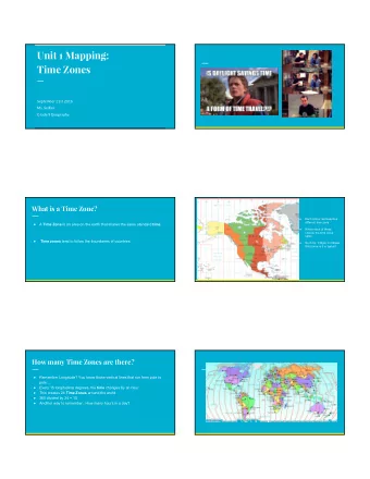 Unit 1 Mapping:  Time Zones  September 21st 2016  Ms. Seillier  Grade 9 Geography  What is a Time