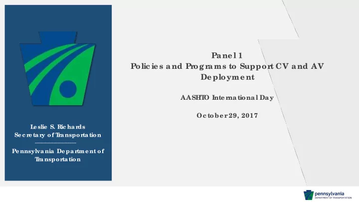 pane l 1 polic ie s and pr ogr ams to suppor t cv and av