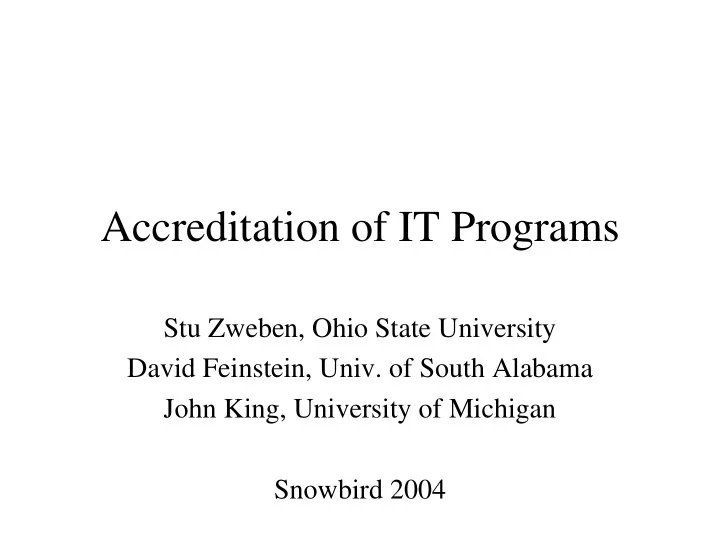 accreditation of it programs