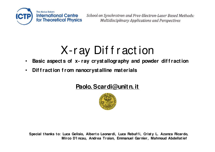 x ray dif f ract ion