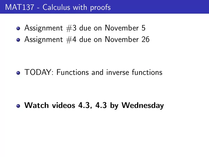 mat137 calculus with proofs assignment 3 due on november