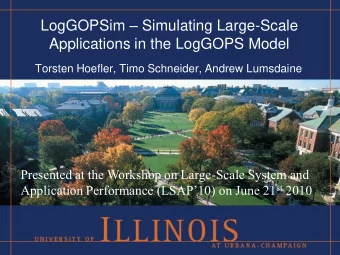 Applications in the LogGOPS Model  Torsten Hoefler, Timo Schneider, Andrew Lumsdaine  Presented at