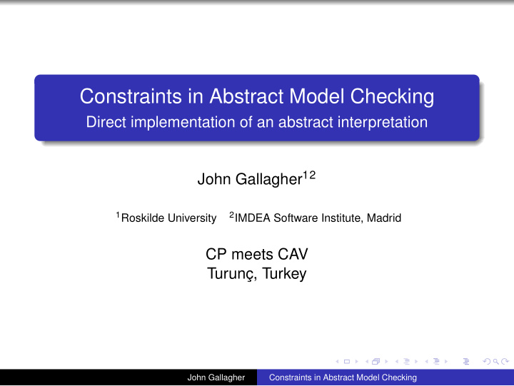 constraints in abstract model checking