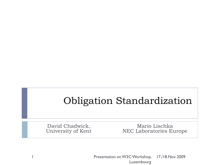 obligation standardization