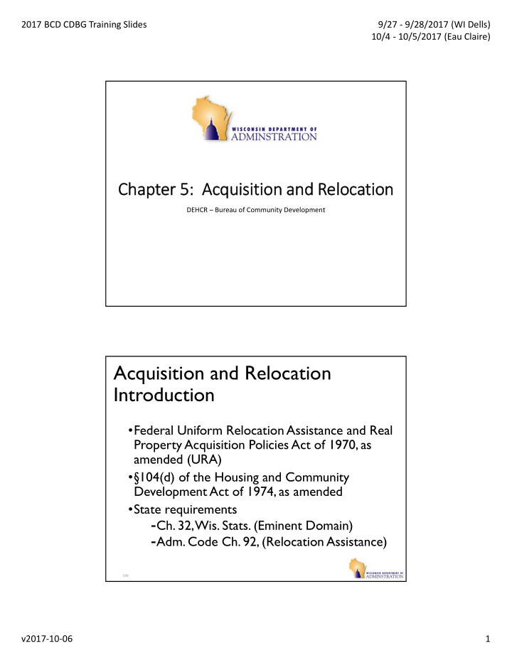 acquisition and relocation introduction