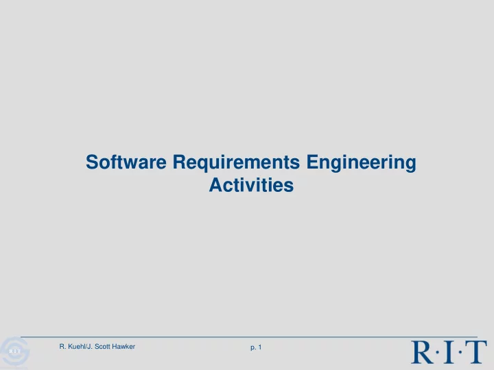 software requirements engineering activities