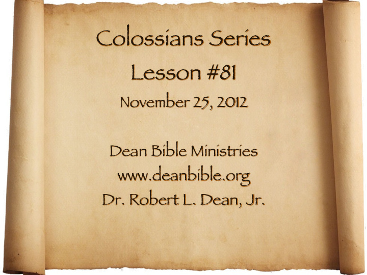 colossians series lesson 81