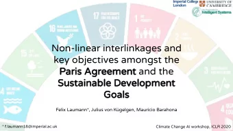 Non-linear interlinkages and  key objectives amongst the  Paris Agreement and the  Sustainable