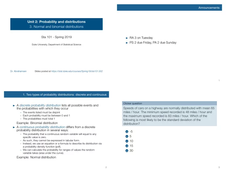 unit 2 probability and distributions 3 normal and