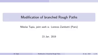 Modification of branched Rough Paths  Nikolas Tapia, joint work w. Lorenzo Zambotti (Paris)  23