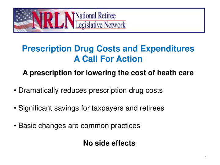 prescription drug costs and expenditures a call for action