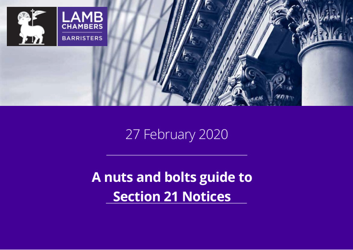 27 february 2020 a nuts and bolts guide to section 21