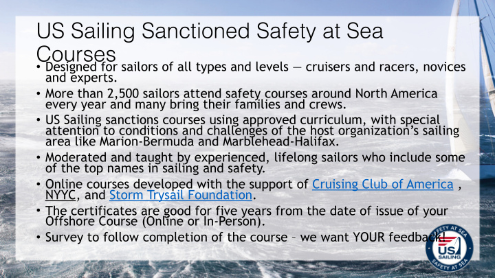 us sailing sanctioned safety at sea courses