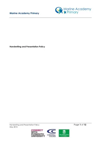 Marine Academy Primary  Handwriting and Presentation Policy Handwriting and Presentation Policy
