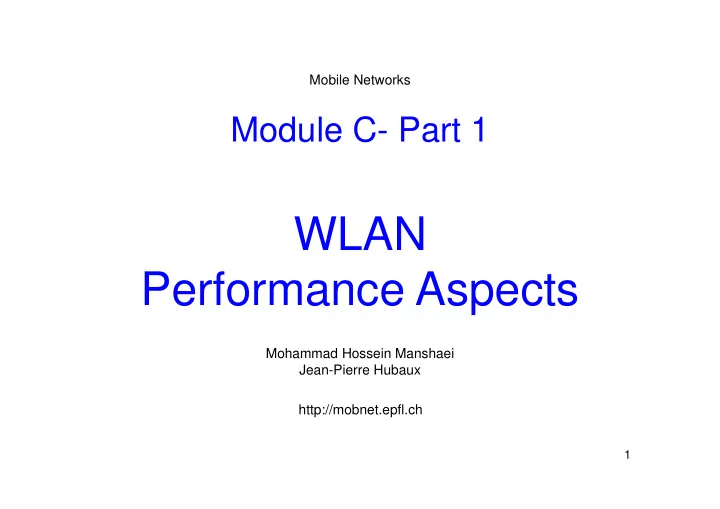 wlan performance aspects