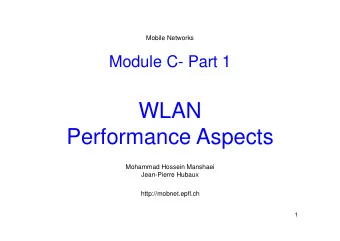 WLAN  Performance Aspects  Mohammad Hossein Manshaei  Jean-Pierre Hubaux  http://mobnet.epfl.ch  1