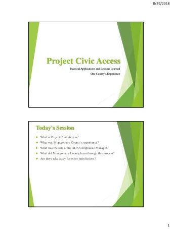 Project Civic Access  Practical Applications and Lessons Learned  One Countys Experience
