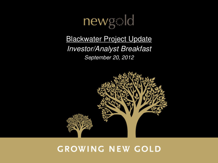 blackwater project update investor analyst breakfast