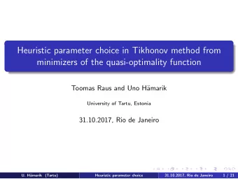 Heuristic parameter choice in Tikhonov method from  minimizers of the quasi-optimality function