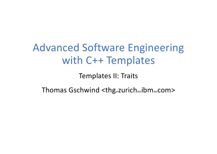 advanced software engineering with c templates