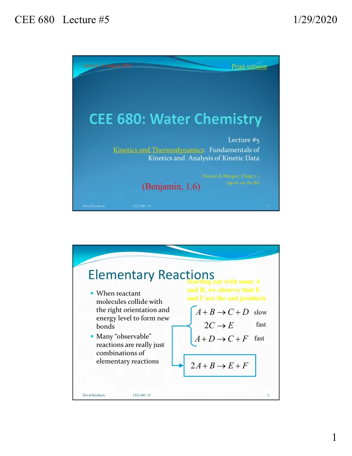 elementary reactions